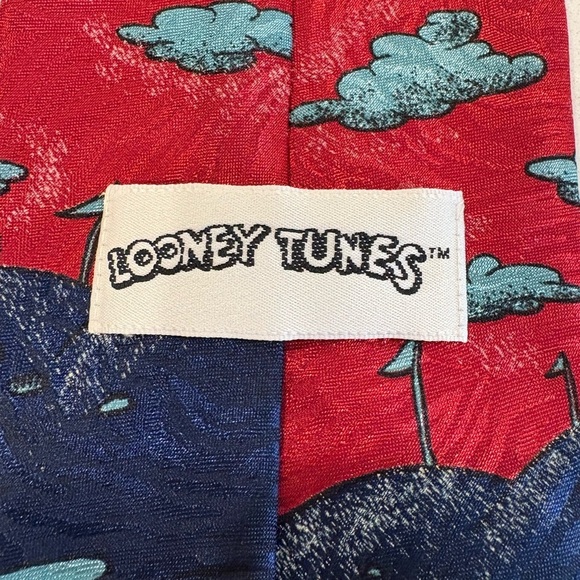 Vintage Looney Tunes Daffy Duck Golf Tie - Red & Navy Cartoon Novelty - Picture 6 of 7
